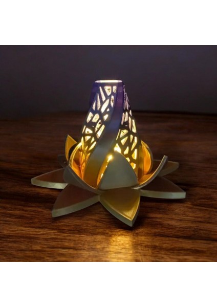 Lotus Tasarım 3D Baskı LED Tealight Dekor – 15 cm – Pla Malzeme