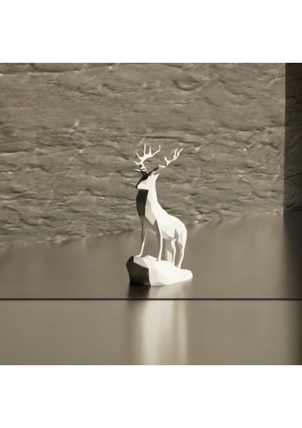 Geometrik Geyik Figür Seti – 2'li | 20 cm | 3D Yazıcı Baskı | Pla Malzeme modelleri