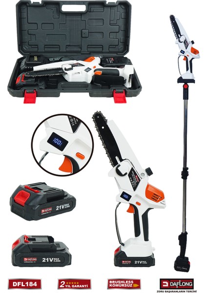 Ro Dijital Göstergeli Otomatik Yağlamalı 2 Metre Teleskop Kul Uzatmalı 8 Inç Budama DFL-184