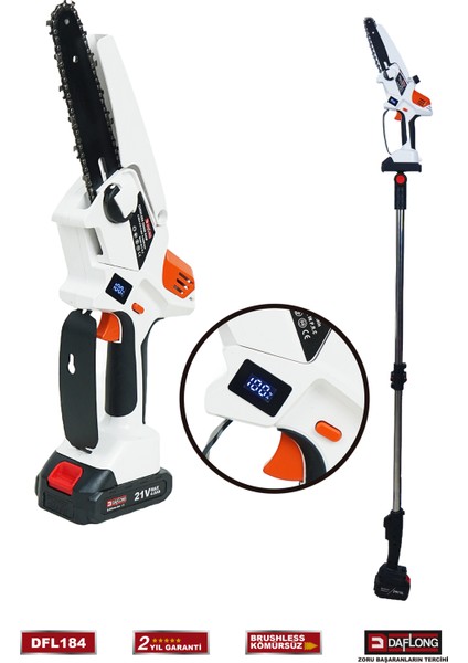 Ro Dijital Göstergeli Otomatik Yağlamalı 2 Metre Teleskop Kul Uzatmalı 8 Inç Budama DFL-184 fiyatları