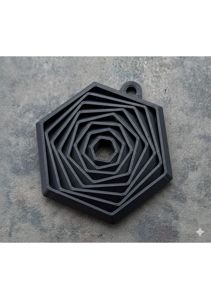 Heksagonik Yankı Geometrik Anahtarlık (2 Adet) - 3D Baskı Sanatı, Şık ve Dayanıklı (Pla Malzeme)