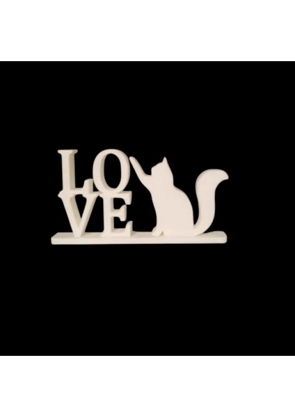 Aşkın ve Sevginin En Tatlı Hali: 3D Baskı 'love' Kedi Figürlü Dekoratif Masa Üstü Objesi