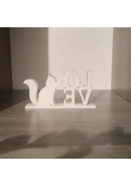 Aşkın ve Sevginin En Tatlı Hali: 3D Baskı 'love' Kedi Figürlü Dekoratif Masa Üstü Objesi fırsatları