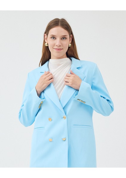 Kadın Kruvaze Kapamalı Reglan Kollu Fletolu Cep Detaylı Ceket