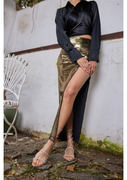 Vulca Kadin Altin Bilekten Dolama Abiye Sandalet