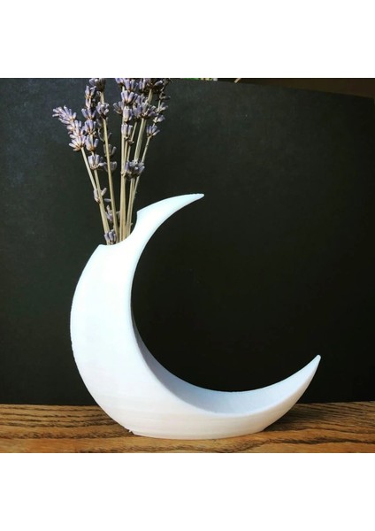 Ay Şeklinde Vazo 3D Yazıcı ile Üretilmiş 21 cm