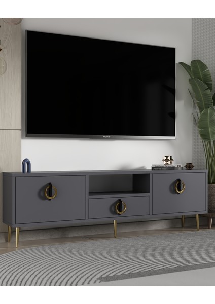 1317DROPCT-32 Tv Sehpası Antrasit-Altın