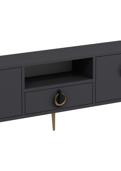 1317DROPCT-32 Tv Sehpası Antrasit-Altın fırsatları