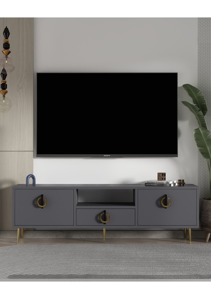 1317DROPCT-32 Tv Sehpası Antrasit-Altın
