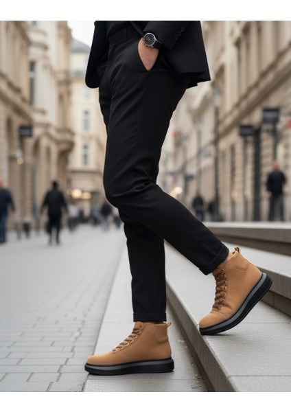 Bağcıklı Erkek Sneaker Bot Taba Süet (Siyah Taban) fiyatları