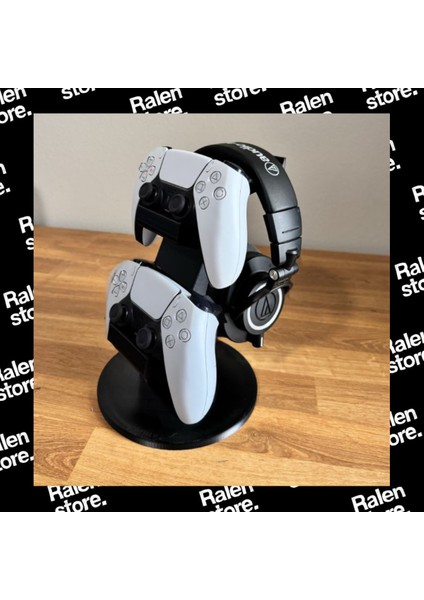 Ps5 Gamepad Dualsense 2'li + Kulaklık Stand Siyah Renk | 23CM ( Yüksek Kalite 3D Baskı Pla )