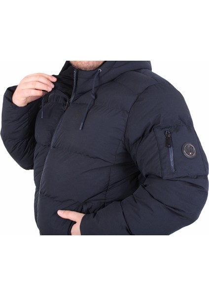 Mocgrande Erkek Büyük Beden Kapüşonlu Mont Lusso 2505 Lacıvert