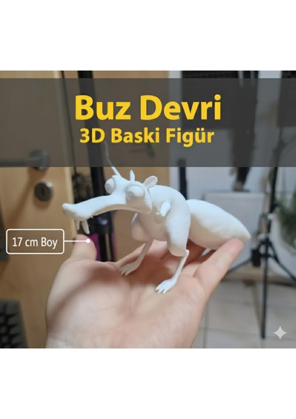 Meşe Palamudu Avcısı Scrat 3D Baskı Figür - 17 cm - Beyaz Boyasız fiyatları