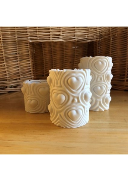 Aşk Ağacı Kalpli 3'lü Dekoratif Organizer Seti - 3D Baskı Pla