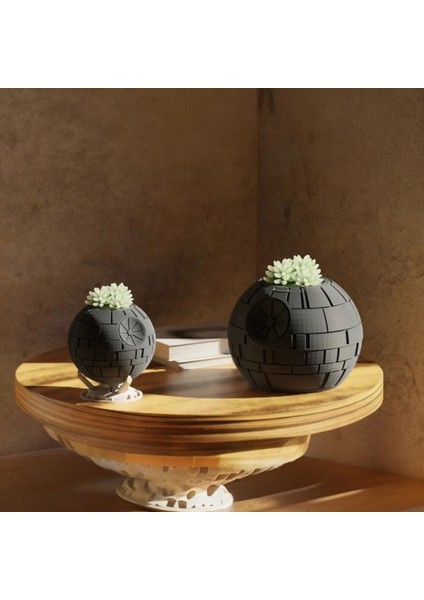Death Star Tasarım 2’li Saksı Seti – 3D Yazıcı Baskı Pla Malzeme – 10 cm