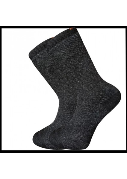 Uyguna-Yakala Kuzu Yünü Havlu Erkek Çorabı -Antrasit -RAP.388