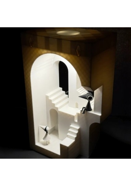 Sihirli Merdiven Book Nook & Gece Lambası - Pla Dekor 23 cm 3D Yazıcı ile Üretilmiş fiyatları