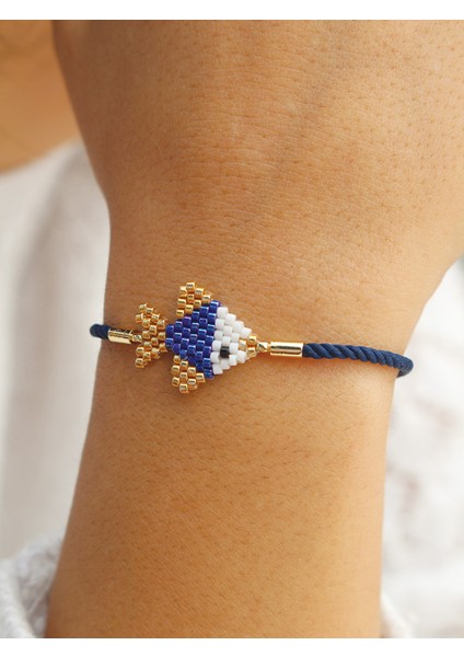 El Yapımı Miyuki Balık Desenli Ip Bileklik