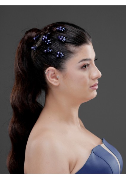 Inci ve Taş Detaylı Minik Çiçekli Topuz Tokası – Gelin, Nişan ve Özel Gün Saç Aksesuarı