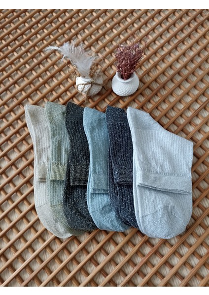 Simli Dikişsiz Burun 6'lı Kadın Çorap