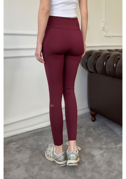 Yüksek Bel Çelik Tayt- Bordo