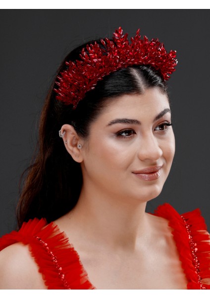 Kristal Detaylı Işıltılı Gelin, Kutlama Tacı – Zarif Taşlı Düğün, Nişan ve Kına Saç Aksesuarı