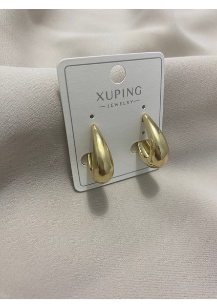 Xuping 14K Altın Kaplama Hediyelik Suya Dayanıklı Kadın Küpe Gold Büyük Damla Küpe Şık Modern Zarif Parlak Görünüm Minimal Gold Küpe Günlük Kullanım Için Ideal