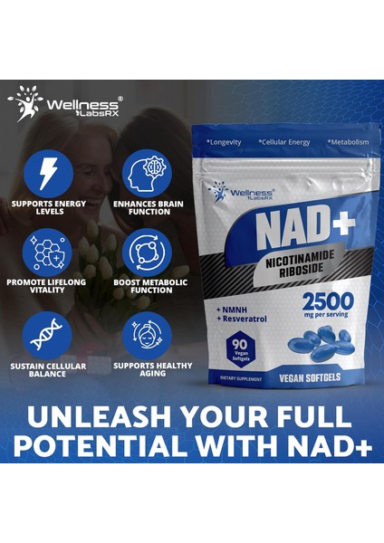 Wellness Labs Liposomal Nad+ Nicotinamide Riboside Resveratrol Nmnh Niacin Copper 90 Softgels fiyatları