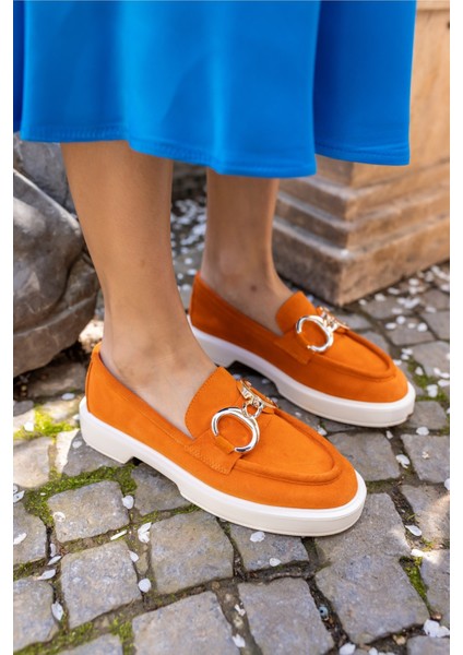 Granda Kadın Orange Gercek Suet Loafer Ayakkabi fiyatları