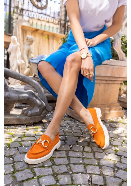 Granda Kadın Orange Gercek Suet Loafer Ayakkabi fırsatları