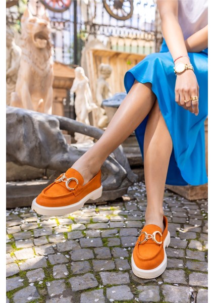 Granda Kadın Orange Gercek Suet Loafer Ayakkabi indirimleri