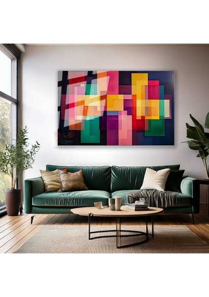 Cam Yatay Duvar Tablosu Cam Geometrik Sekiller5 Ev Ofis Salon Modern Duvar Tablosu modelleri