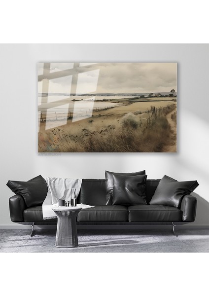 Cam Yatay Duvar Tablosu Cam Vintage Kir Manzarasi3 Ev Ofis Salon Modern Duvar Tablosu