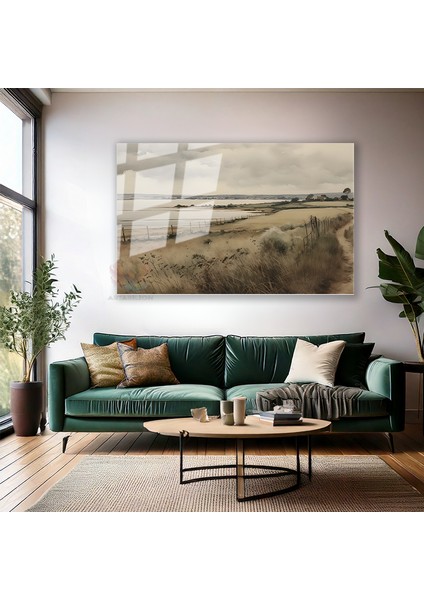 Cam Yatay Duvar Tablosu Cam Vintage Kir Manzarasi3 Ev Ofis Salon Modern Duvar Tablosu modelleri