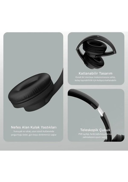 Bix Bh2-Bk Siyah Soundcraft Bh2 Katlanabilir Kulaküstü Kablosuz Kulaklık modelleri