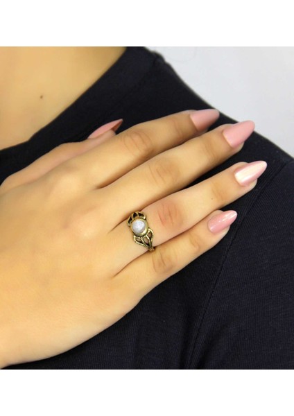 Doğal Taş Aytaşı Doğal Taşlı Antik Model Kadın Ayarlanabillir Yüzük EUY79AY fiyatları