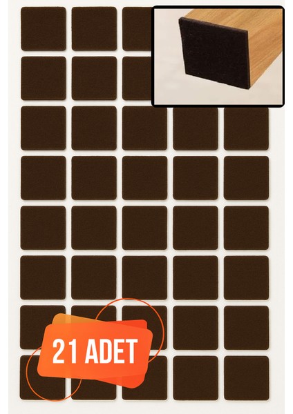 Yapışkanlı Mobilya Masa Sandalye Parke Zemin Ayak Koruyucu Kaydırmaz Keçesi 30 mm (21 Adet)