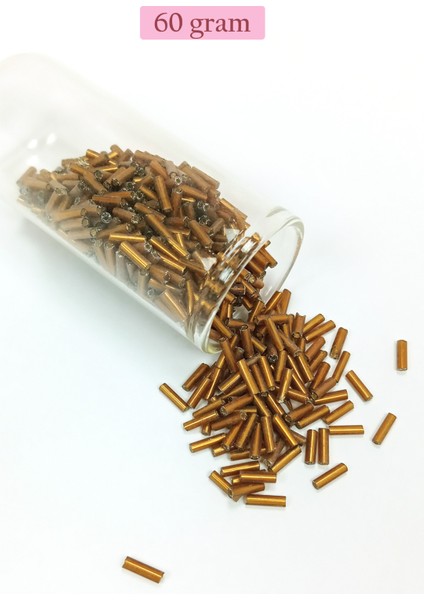Uzun Boru Kesme Boncuk Çap 2mm Uzunluk 10 mm - 60 Gram - Gold - BNC287