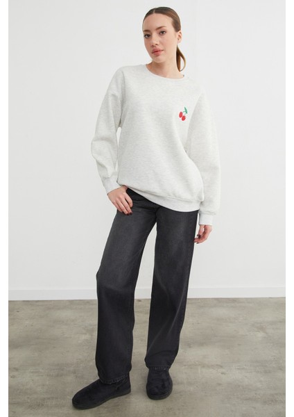 3 Iplik Kiraz Baskılı Oversize Sweatshirt fiyatları