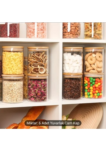 1000 cc (4'lü Set) Borosilkat Cam Baharatlık - Bambu Kapaklı - Saklama Kabı - (9cm x 14 Cm) fiyatları