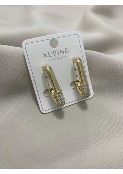 Xuping küpe 14K Altın Kaplama Hediyelik Suya Dayanıklı Kadın Küpe Gold Büyük Şık ve Modern Taşlı Zarif Parlak Görünüm Minimal Gold Günlük Kullanım Için Ideal