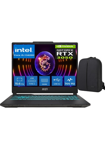 Thin 15 13.nesil Intel Core I5 13420H RTX3050 144hz 24GB Ram 2tb SSD 15.6inc WINDOWS11 & Cimete Çanta