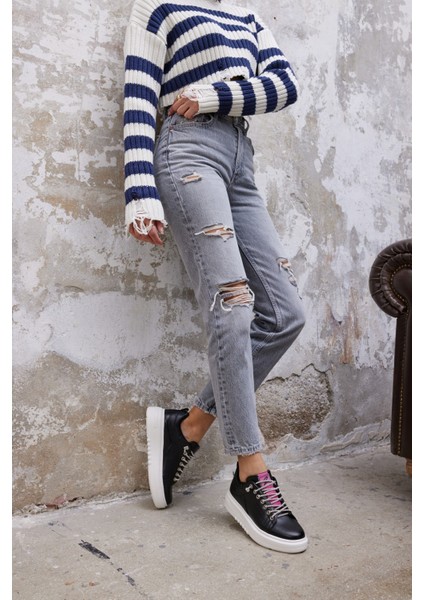Bianca Kadın Siyah Taş Detay Sneaker