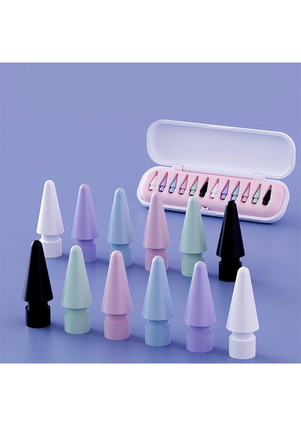 Apple Pencil 2./1. Nesil ve Apple Pencil Pro/usb-C Için iPad PRO/MINI/AIR/A16 10. 11. Nesil Dayanıklı Renkli 12 Adet Yedek Uçları ve Çantası