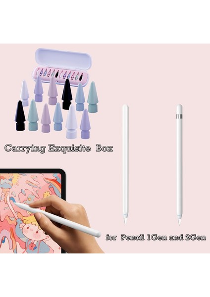 Apple Pencil 2./1. Nesil ve Apple Pencil Pro/usb-C Için iPad PRO/MINI/AIR/A16 10. 11. Nesil Dayanıklı Renkli 12 Adet Yedek Uçları ve Çantası fırsatları