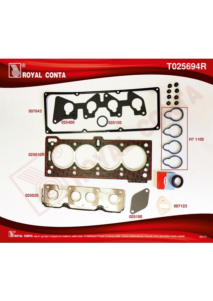 Mtxdpn Motor Üst Takim Conta Skt Keçeli R19-MGN-CLIO 1.4/1.6 Ie