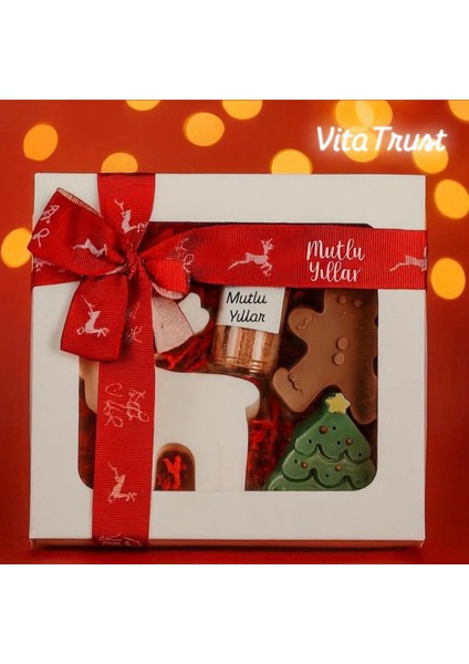 Yeni Yıl Hediye Seti – “mutlu Yıllar” Temalı El Yapımı Mum ve Kibrit Kutusu Seti