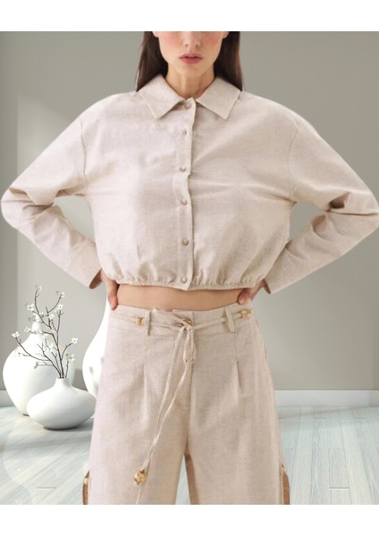 Minervaxint Kadın Naturel Oversize Düğme Kapamalı Pamuk Keten Karışımlı Gömlek fiyatları