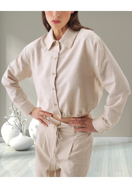 Minervaxint Kadın Naturel Oversize Düğme Kapamalı Pamuk Keten Karışımlı Gömlek modelleri