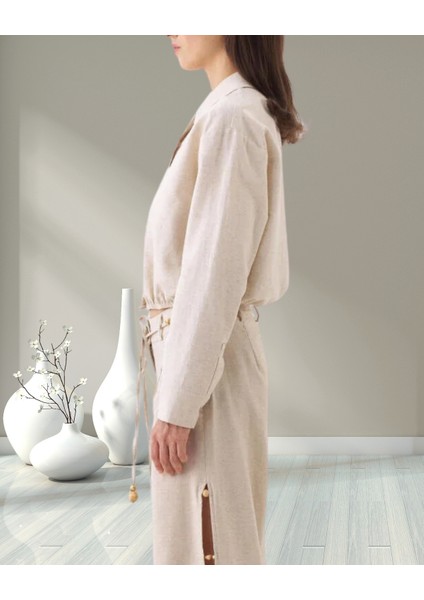 Minervaxint Kadın Naturel Oversize Düğme Kapamalı Pamuk Keten Karışımlı Gömlek fırsatları